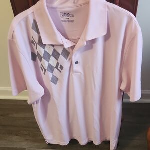 PGA Tour Light Pink Polo with Gray Pattern